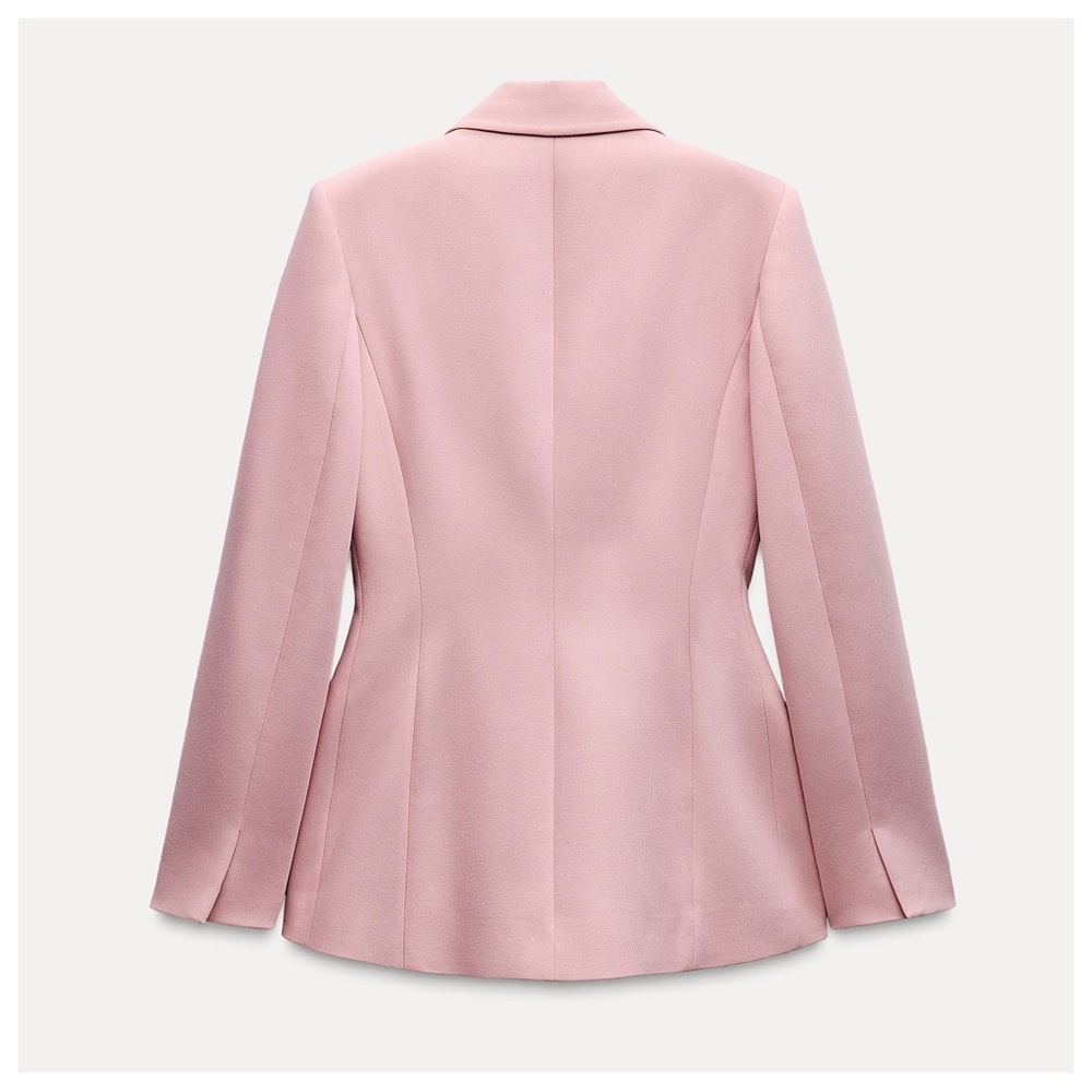 NWOT. Zara Pink Viscose Blend Fitted Tailored Blazer. Size XL. - Picture 6 of 11
